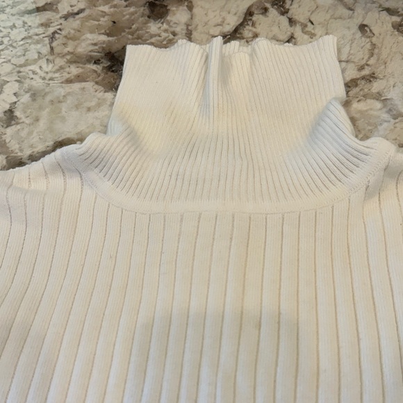 Talbots Cream Ribbed Turtleneck - Picture 4 of 5